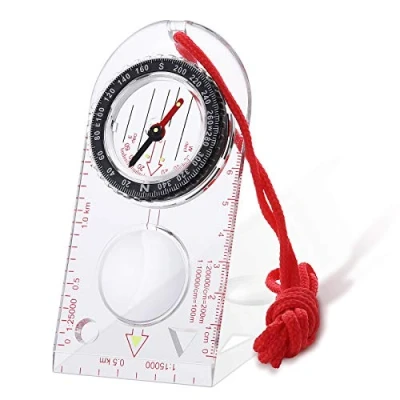 Image de Boussole de Navigation Et Sifflet d&#039;urgence, Transparente pour Le Camping, la RandonnéE, L&#039;Alpinisme Survie Navigation, Voyage Plein Air Directional éTanche avec LanièRe