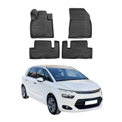 Image de Tapis de Sol Compatible avec Citroen C4 Picasso 2013 2023 Caoutchouc TPE Noir