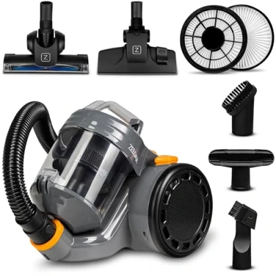 Image de Zeegma Zonder Base Jet aspirateur sans Sac, 899 W Technologie Cyclone Puissance de Performance collecteur poussière 2L Brosse Turbo 2 filtres HEPA Accessoires, Noir