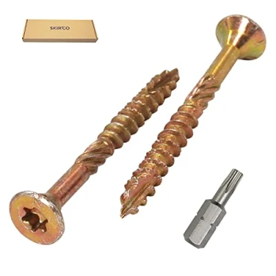 Image de SKIR&#039;CO Lot de 400 Vis à bois universelles en acier zingué Tête fraisée Torx Type 17 panneaux d&#039;aggloméré 4,0 x 40 mm Jaune