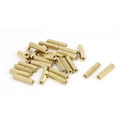 Image de sourcing map Entretoise Hexagonale Écrou M4 x 25mm Femelle Fileté Laiton 25Pcs