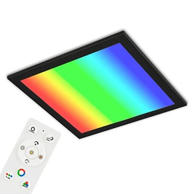 Image de BRILONER Plafonnier ultraplat RGB, CCT, Panneau LED, Température de couleur réglable, Changement couleur, Dimmable, Télécommande, Noir