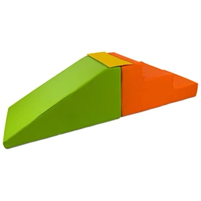Image de Lot de 2 Grands Blocs en Mousse: Toboggan et escaliers pour crèches (Couleur: Jaune, Vert, orange1)