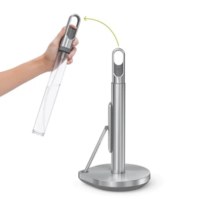 Image de simplehuman Porte serviettes sur pied avec pompe de pulvérisation, acier inoxydable brossé