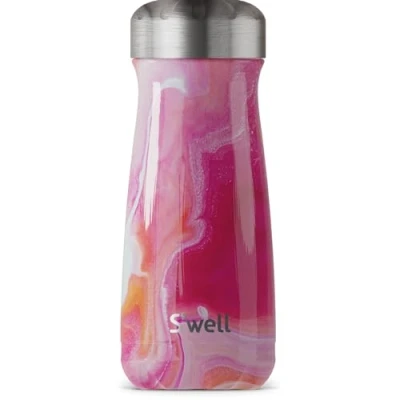 Image de S&#039;well Mug, design Agatta Rose, 470ml. Mug isotherme sous vide pour conserver les boissons froides et chaudes bouteille en acier inoxydable sans BPA