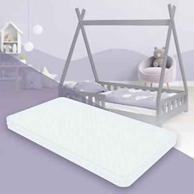Image de ML Design Matelas Enfant 80x160x10 cm, en Mousse à Froid, Certifié Oeko Tex 100, avec Housse Amovible Lavable Fermeture Éclair, Respirant, Hypoallergénique, 23 kg/m3, Testé Contre Substances Nocives