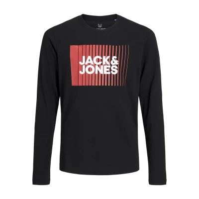 Image de Jack &amp; Jones Garçon Jjecorp Logo Play Ls O Cou Noos JNR T Shirt, Noir, 176 EU