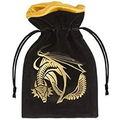 Image de Q WORKSHOP Qworkshop Sac à dés en Velours Motif Dragon doré, Uni, QWODRA12, Noir/Or
