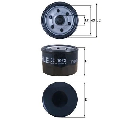 Image de MAHLE ORIGINAL OC 1023 Filtre à huile avec un clapet de non retour vissé