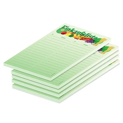 Image de PRICARO Lot de 5 listes courses magnétiques Vert Format A6 25 feuilles