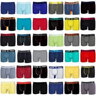 Image de Pack Surprise Calecon Boxer Homme Coton, Modèle Aléatoire, Agréable, Stretch et Ultra Doux (Lot de 3), Noir, Gris, Bleu, Jaune, Taille XL