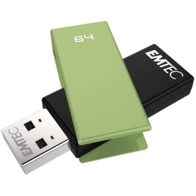 Image de Emtec ECMMD64GC352 Clé USB 2.0 Séries Runners Collection Brick C350 64 Go Métal en alliage de zinc Noire/Verte