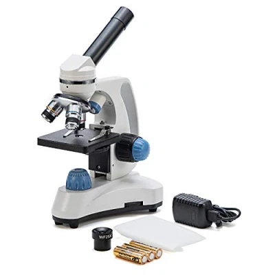 Image de swift SW150 Microscope monoculaire étudiant avec grossissement 40X 1000X, optique en verre, oculaire extra 25X, mise au point grossière et fine, double éclairage capacité sans fil