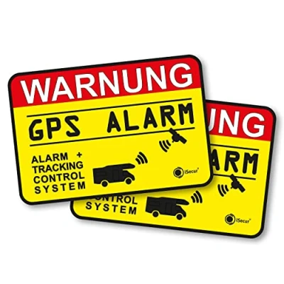 Image de easydruck24de Lot de 2 Autocollant Remarque GPS Alarme, système Suivi Hin 0056 x 4 cm außenklebend isecur Respect Avertissement gesichert Camping Car Caravane