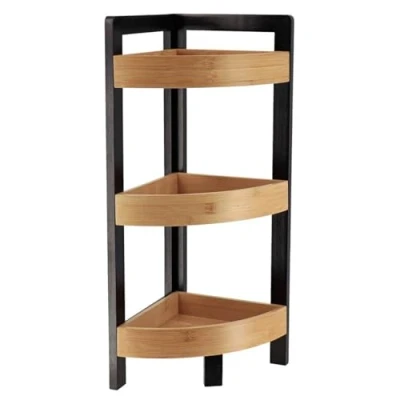 Image de MEUBLE D ANGLE 3 ETAGERES bambou Noir Tendance /