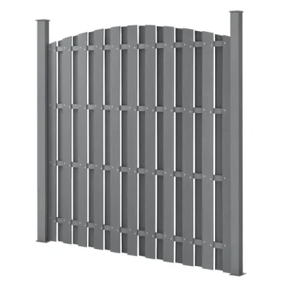 Image de NEU.HOLZ Clôture en Plein Cintre Brise Vue Vent Bois Composite WPC Gris 185 x 193 cm