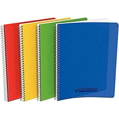 Image de Conquérant Cahier Classique A4 Petits Carreaux 5 mm 180 Pages Reliure Intégrale Couverture Polypro Coloris Assortis