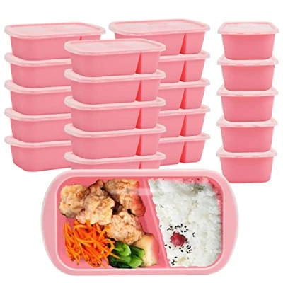 Image de ZENG Lot de 20 boîtes à repas 2 compartiments 1000 ml Réutilisables Sans BPA Avec Couvercle Passe au micro ondes lave vaisselle hermétique