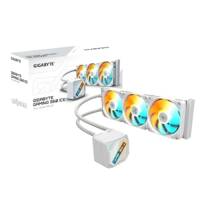 Image de GIGABYTE Gaming 360 Ice Refroidisseur Liquide pour CPU 3x120 mm Ventilateurs ARGB, Mécanisme d&#039;emboîtement Coulissant, Daisy Chain, Compatible Intel LGA 1851 et AMD AM5