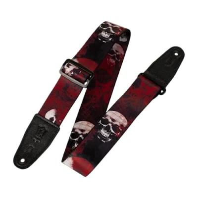 Image de Levy&#039;s MPS2 093 Sangle de guitare en polyester Motif têtes mort 5 cm