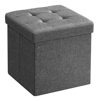 Image de SONGMICS Banc de rangement, repose pieds, tabouret lit, pour salon, chambre à coucher, 30 x cm, gris foncé LSF028G20