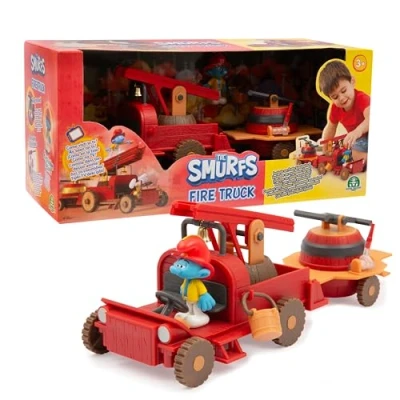 Image de Giochi Preziosi Les Schtroumpfs Playset Camion Pompiers avec Fonctions réalistes, Accessoires et Personnage Schtroumpf Exclusif de 5,5 cm Inclus, pour Enfants à partir 3 Ans