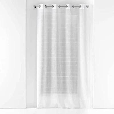 Image de douceur d&#039;intérieur, Voilage à Oeillets 140 X 240 Cm Voile Sablé Fantaisie, Eulalie Blanc