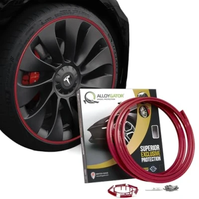 Image de AlloyGator Protège jantes Rouge pour roues jusqu&#039;à 24&quot; Convient à toutes les voitures Compatible Tesla durable Garde Disponible en 15 couleurs