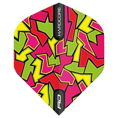 Image de Red DRAGON Hardcore Radical Crackle Dart Flights Lot de 4 jeux d&#039;ailettes (12 fléchettes au total)