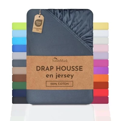 Image de NatureMark Drap Housse en Jersey, 100% Coton, Disponible dans de Nombreuses Tailles et Couleurs, qualité Oeko Tex Standard 100, 90 x 200 cm 100 cm, Gris Anthracite