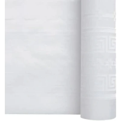 Image de SANYGIENE Rouleau Nappe Jetable Blanche Papier Damassé Kit 330 Couverts : 2 Rouleaux de 50 M Soit 100 Largeur 1,20 Déperlant Repas Fêtes Mariage Banquet Barbecue
