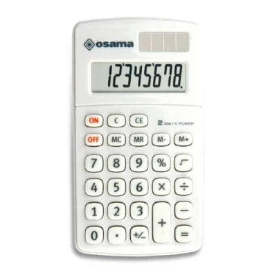 Image de Osama, Big Display Calculatrice de Poche à 8 Chiffres Soft Touch College, Lycee et Bureau avec Recharge Solaire Calculette Idéal comme Fourniture Accessoire Bureau, Blanc