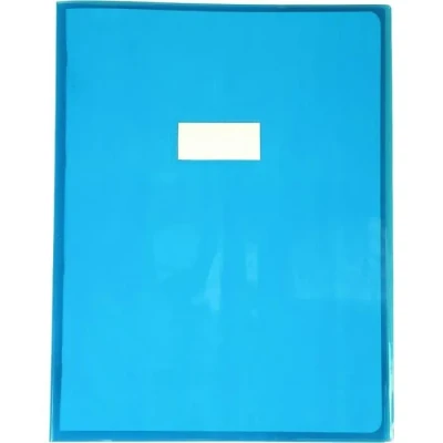 Image de Calligraphe 73402AMZC Un Protège Cahier Cristalux Bleu 24x32 cm 22/100ème avec Porte Étiquette PVC Transparent Lisse