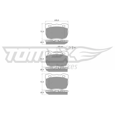 Image de TOMEX brakes TX 16 23 Jeu de plaquettes frein Essieu avant contact signal d&#039;usure inclus LAND ROVER: Defender SUV, Discovery 1