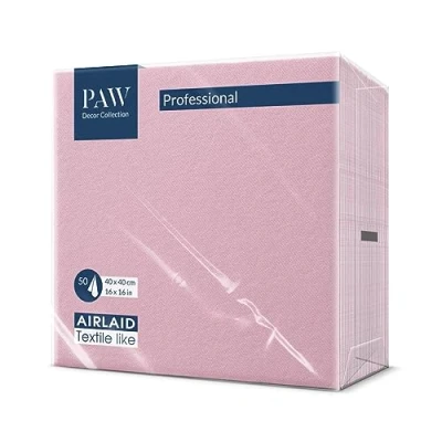 Image de PAW Serviette de Table Papier Airlaid (40 x 40 cm) I Monocolor, Rose Décoration Anniversair, Mariage, Bapteme Garcon et Fille Structure en Tissu Color: Monocolor (light rosa)