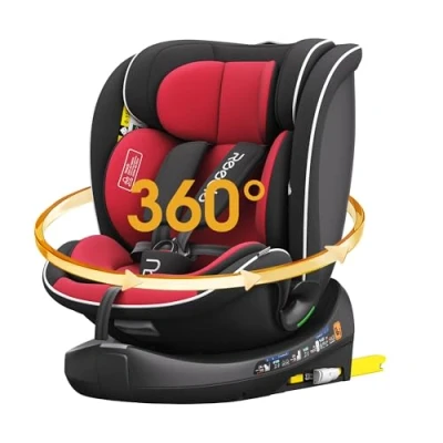 Image de Reecle I Size Siège Auto 360 Pivotant ISOFIX 40 150 cm, 0 12 ans(0 36 kg), Protection Latérale, Rouge
