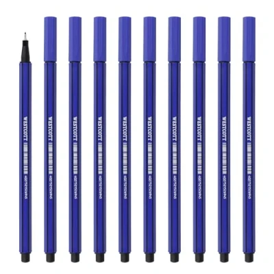 Image de Westcott E 737777 00 Lot de 10 feutres fins qualité supérieure avec épaisseur trait 0,4 mm, pointe précise, bordée métal, encre à base d&#039;eau séchage rapide