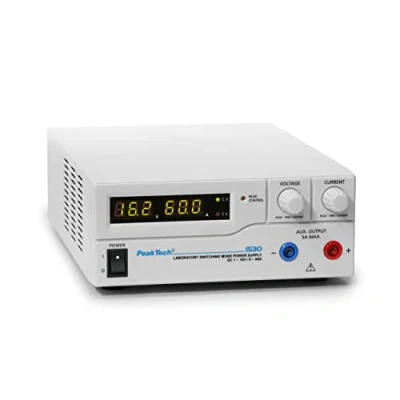 Image de PeakTech 1530 Générateur de Laboratoire DC 1 16V / 0 60A avec Affichage LED à 3 Chiffres, Alimentations, Préréglages Enregistrables, Protection contre les Surcharges 200 240V AC