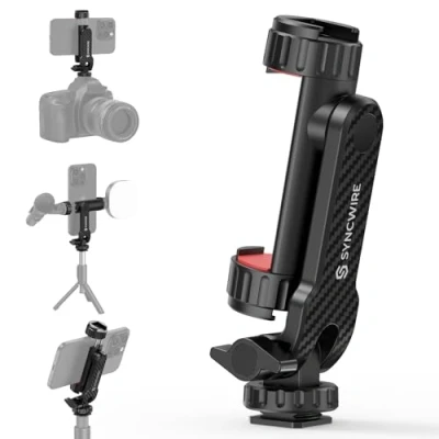 Image de SYNCWIRE Adaptateur Trepied Smartphone, Support Telephone pour avec 2 Sabots Froids, Base Combinée Vis 1/4&quot; et de Fixation à Froid, Rotative 360, D&#039;Appareil Photo