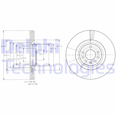 Image de DELPHI BG9098 Disque de frein 345 30 5 ventilé huilé non traité sans roulement roue, bague ABS SAAB: 9 3 Berline, Break