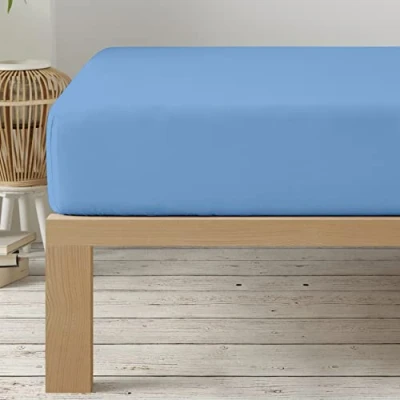 Image de Degrees Home Collection Drap Housse 150 x200x33 cm Régable Microfibre de Polyester bróssé Bleu
