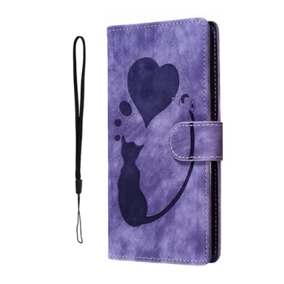 Image de Nodigo EU Compatible pour Samsung Galaxy A54 5G Coque Cuir Magnétique Antichoc avec Support Clapet Design Chat Motif Drôle Étui Kickstand Case Cover Housse Portefeuille Violette B