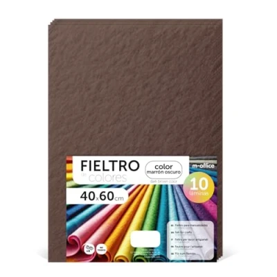 Image de m office Feutrine Loisir Créatif, de Couleurs, Douce et Flexible, Matériau pour Couture, Tissus Patchwork, Idéale Projets DIY, Artisanat ou Décoration, 40x60cm (Marron Foncé, 10 pcs)