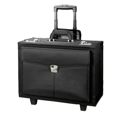 Image de Alassio Trolley Pilotenkoffer Rocca II, Businesskoffer aus Mikrofaser, Handgepäck Aktentrolley mit 2 Rollen Bagage Cabine, 46 cm, 90 liters, Noir (Schwarz)