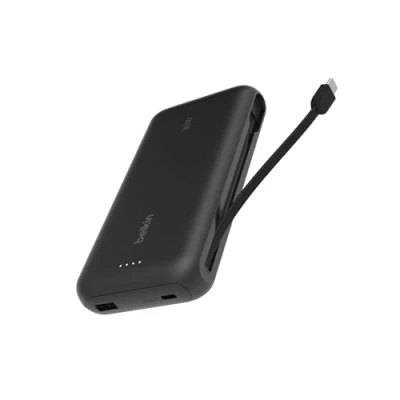 Image de Belkin Batterie Externe (câble intégré, 20K, PD 30 W, Recharge Rapide USB C Power Delivery, Chargeur Portable pour Tous modèles d’iPhone 16, iPad Pro, Galaxy S25, etc., Noir)