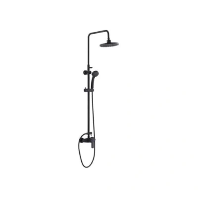 Image de Edouard Rousseau Combidouche Shenti, Colonne de Douche Shenti 3 Jets, Tête Orientable, Bras Télescopique Rotatif Flexible 1,50 m, Noir