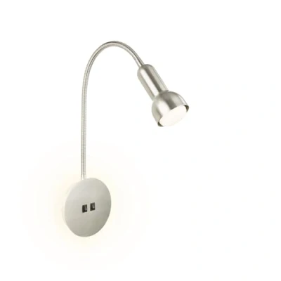 Image de Briloner Lampe de lecture avec rétroéclairage, Applique murale d&#039;intérieur orientable, LED 2 interrupteurs, d&#039;intérieur, Nickel mat