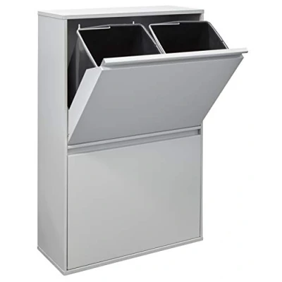 Image de ARREGUI Basic CR602 B Poubelle de Recyclage Cuisine 4 Bacs x 17 L (68 L) Tri Sélectif Rangements Meuble en Acier avec Seaux Sac gris