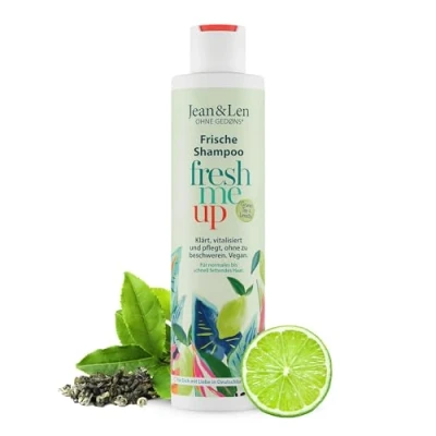 Image de Jean &amp; Len Shampooing Fraîcheur Thé Vert Citron Vert, pour cheveux normaux à gras, protège de la déshydratation, soin équilibrant, sans parabène ni silicone, végétalien, 300 ml