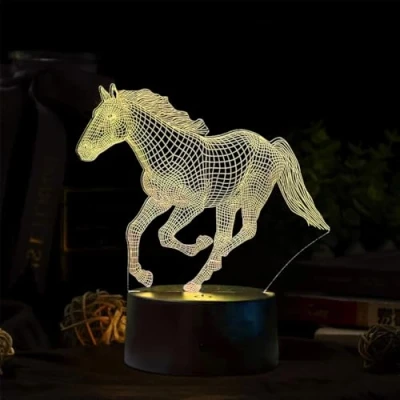 Image de Deluisho 3D Lampe Cheval, Veilleuse Cheval pour Enfant, Illusion Che val 3D, 16 Couleurs de Lumière, Interrupteur Tactile, à Effets Visuels Cadeau Idéal les Enfants
